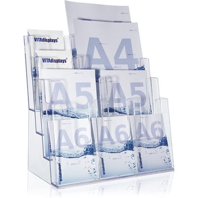 Promocome - Présentoir multi-formats pour brochures A4, A5, 1/3 A4, A6