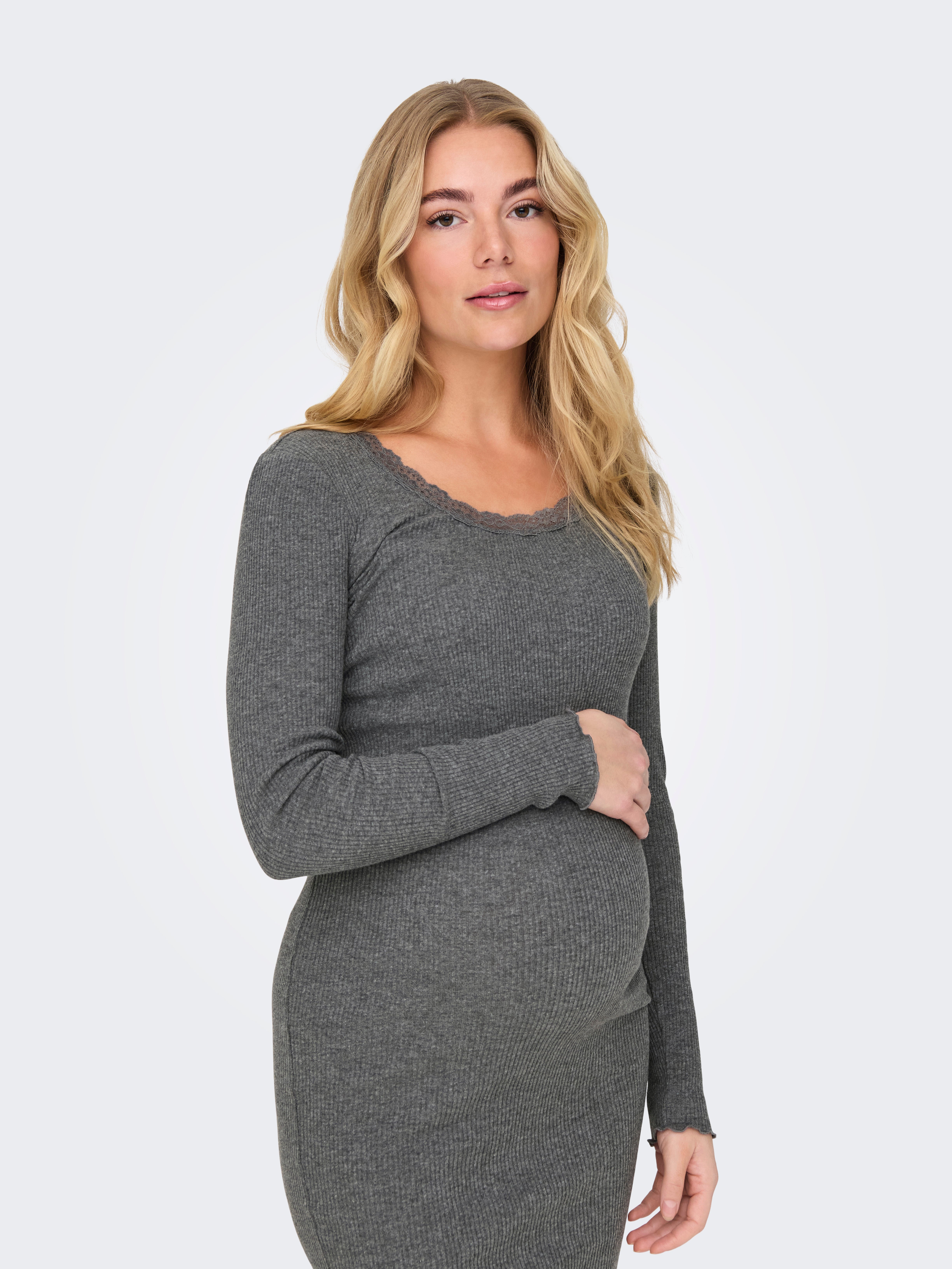 OLMXENA Midikleid Dark Grey Melange