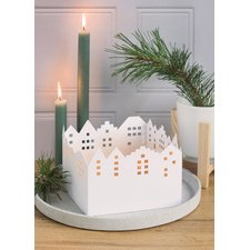 Kit village illuminé Leporello, carton, 100 mm, blanc