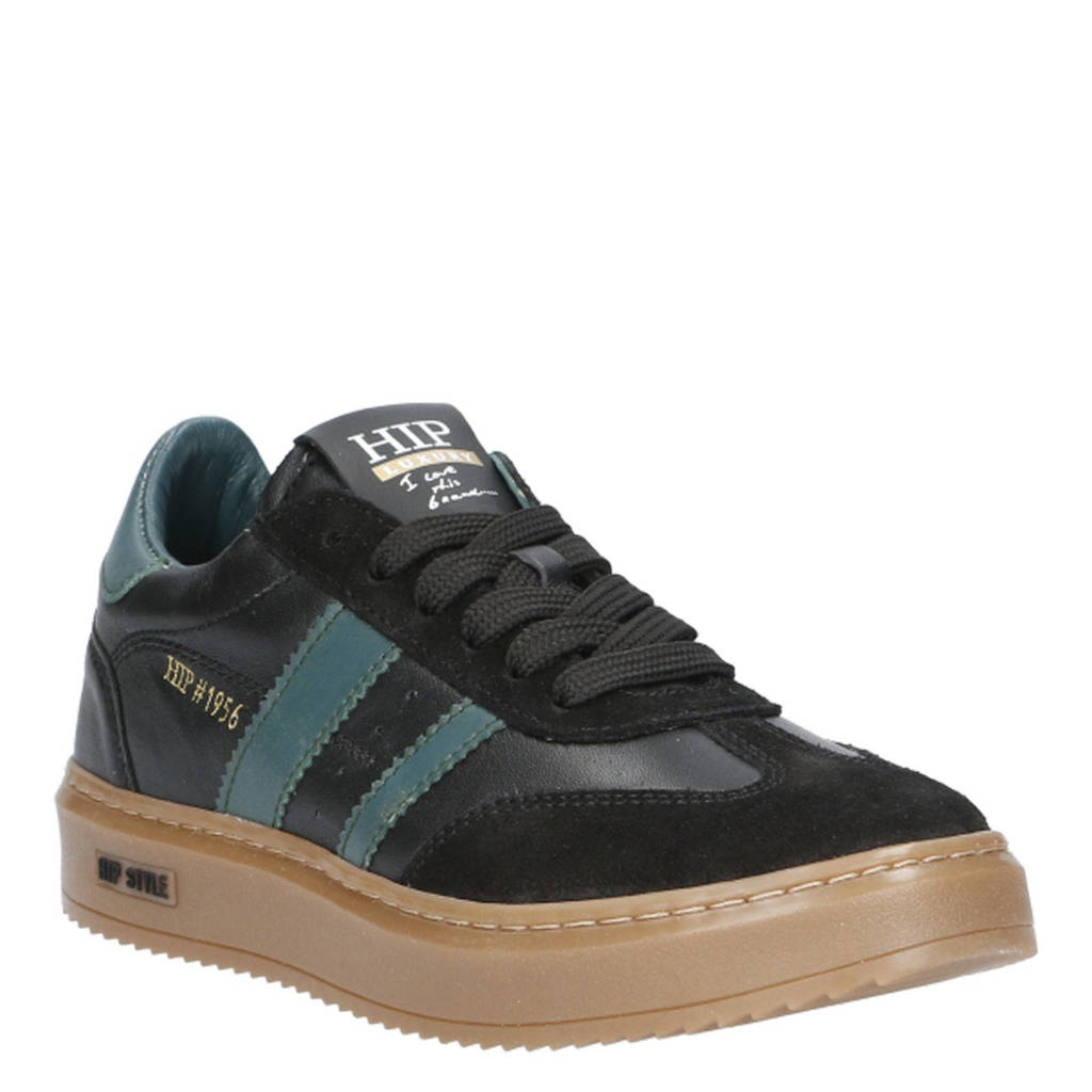 Hip leren sneakers zwart