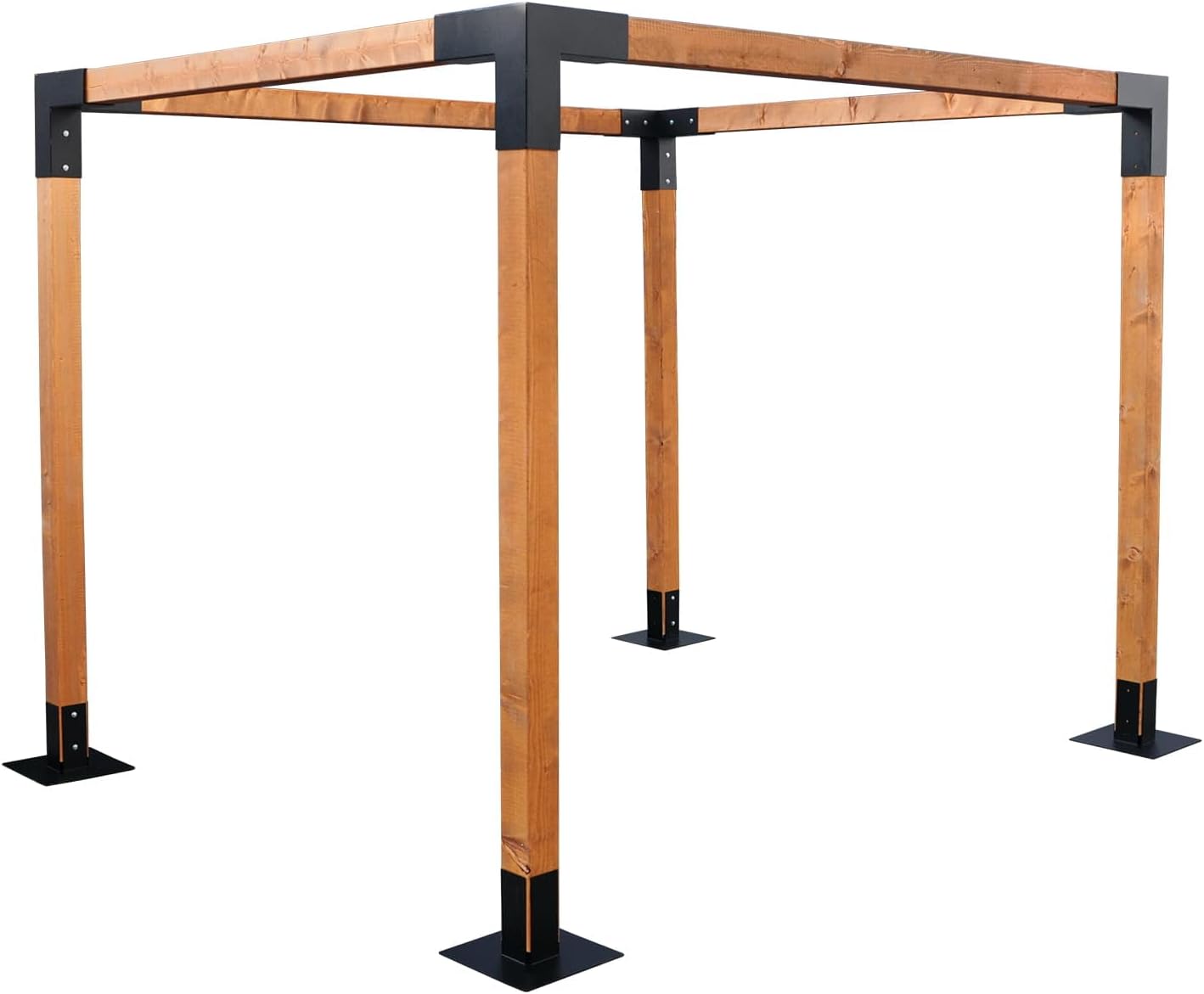 Pergola Holz - Pavillon 2x2 aus Skandinavischer Fichte - Gartenpavillon Höhe von 220 cm - Garten Pergola aus Pulverbeschichtetem Stahl - Gartenlaube für Garten, Terrasse (Helle Eiche)