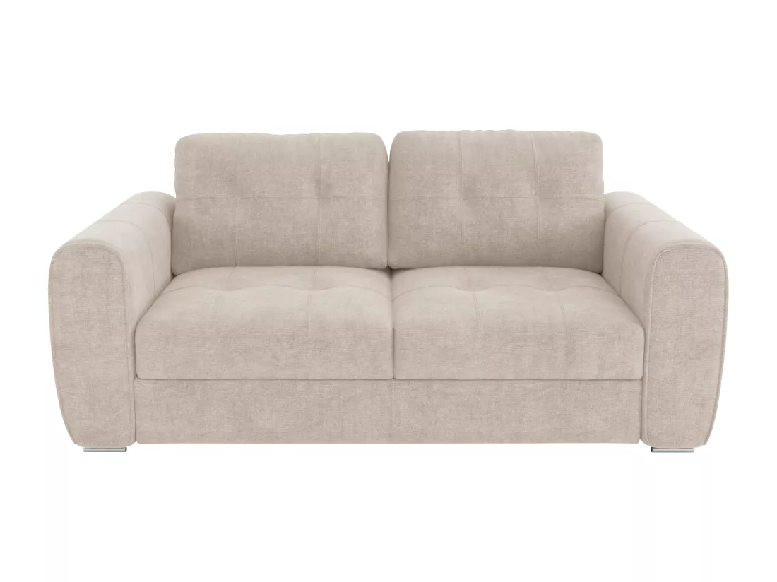 Canapé 3 places convertible express en tissu beige - Couchage 140 cm - Matelas 14 cm BOLIPO