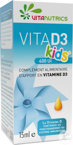 Vitanutrics VITAD3 400UI Enfants Vitamine D3 Gouttes Flacon 15ml