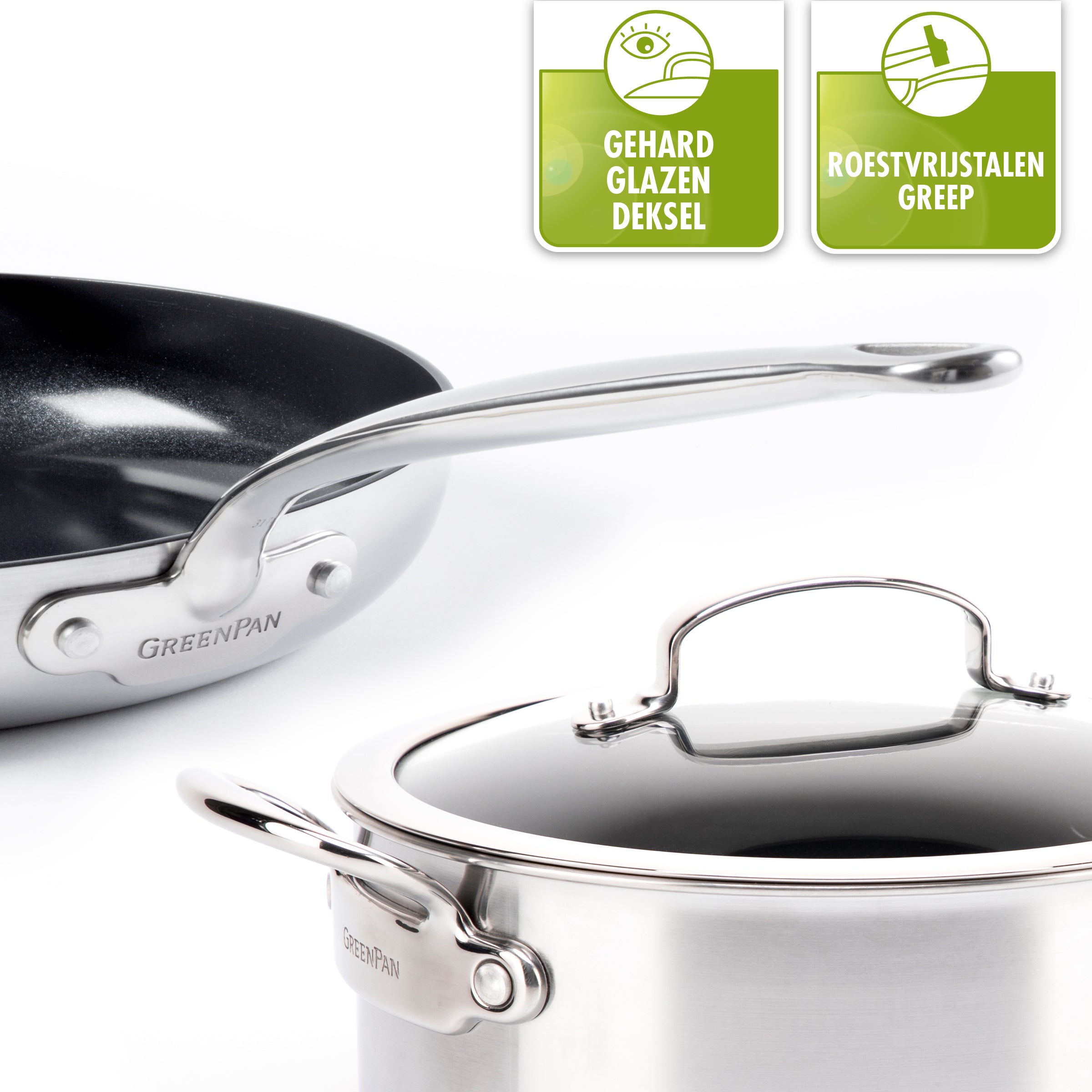 GreenPan Barcelona Evershine Hapjespan Ã 24 cm - Zilver