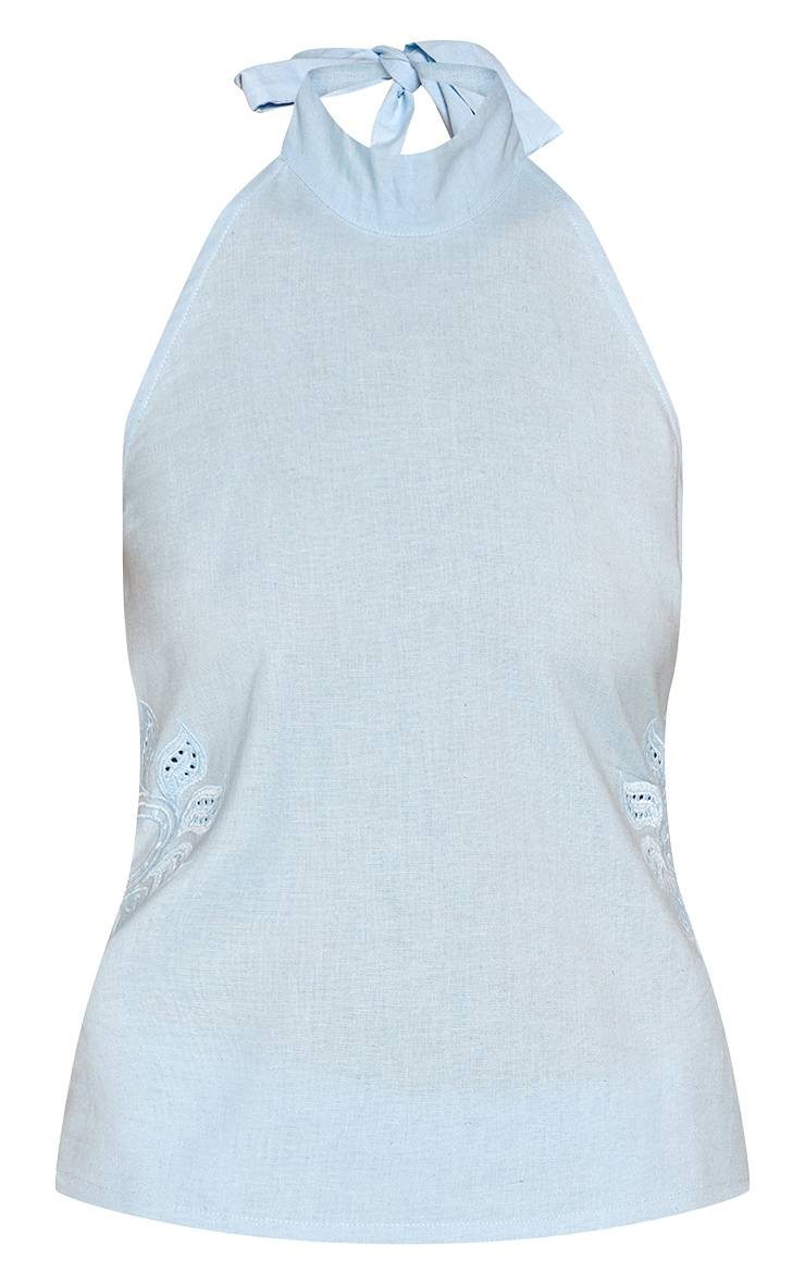 Bleu Haut De Co-ord Dos Nageur En Coton Avec Détail Broderie Soleil Tall