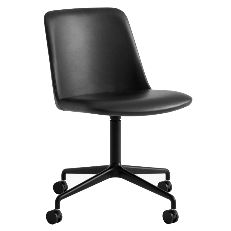 &tradition Rely HW23 gestoffeerde bureaustoel Black Silk Leather
