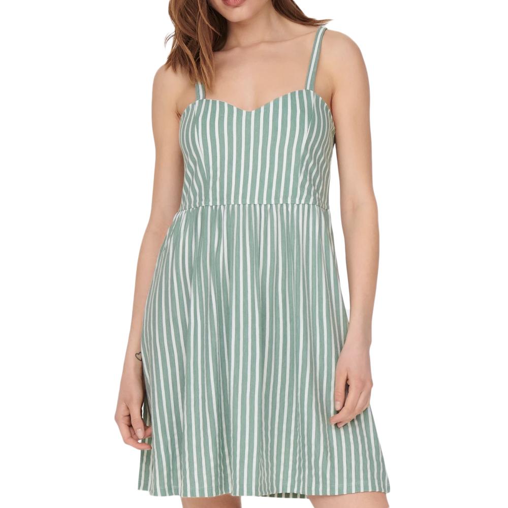 Only Robe à Rayures Blanc/Vert Femme Only Sharon