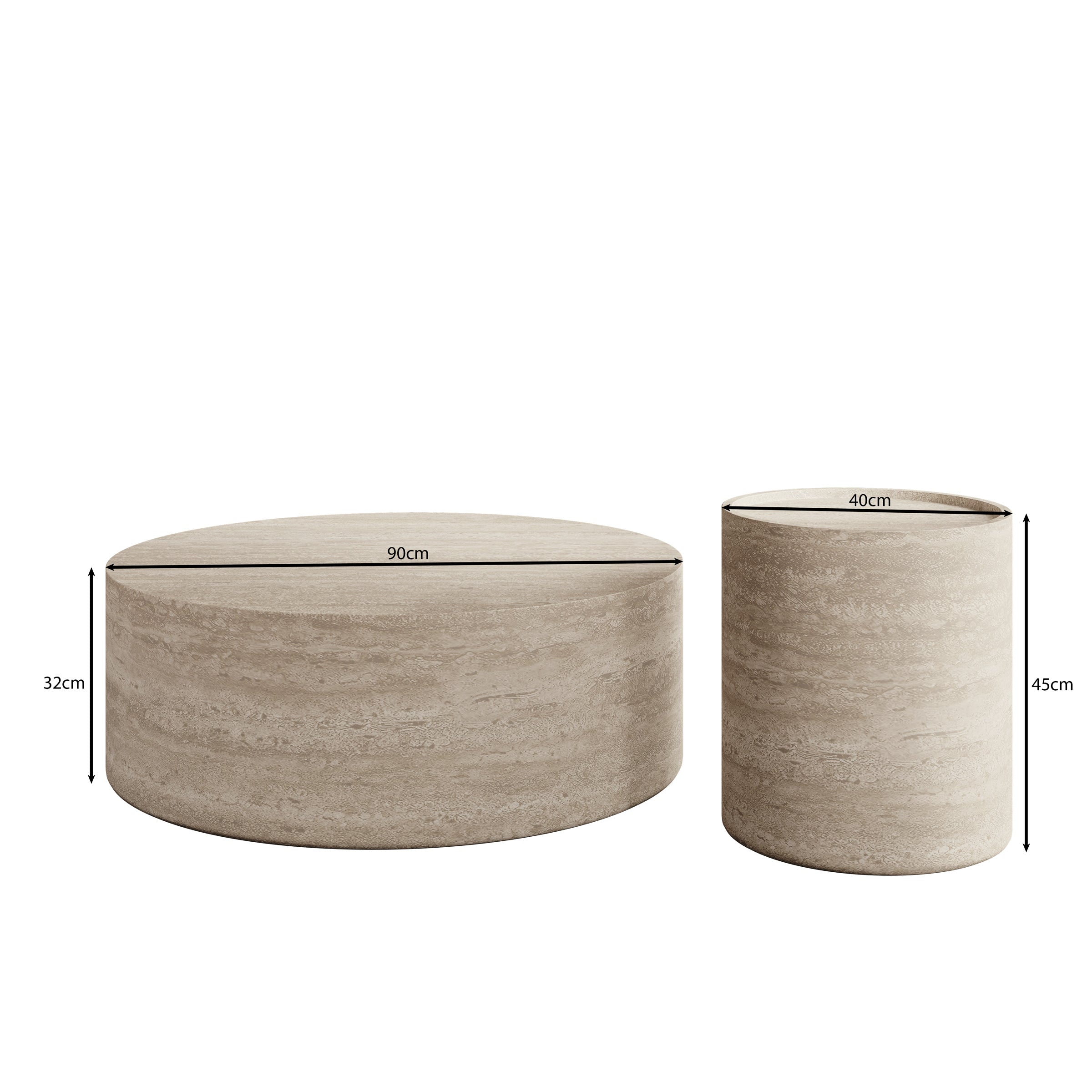 Mesa - Salontafel set van 2 - Travertin - 90x32 cm