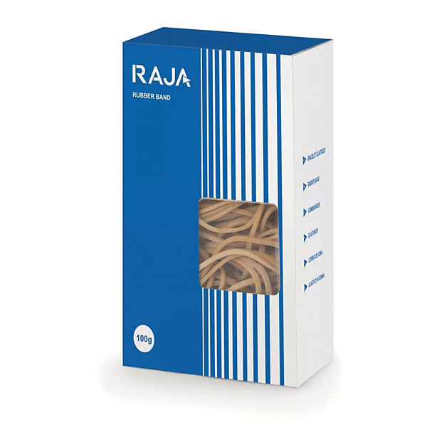 Bracelets caoutchouc Raja, 80 x 2 mm, boite 100G, environ 185 élastiques