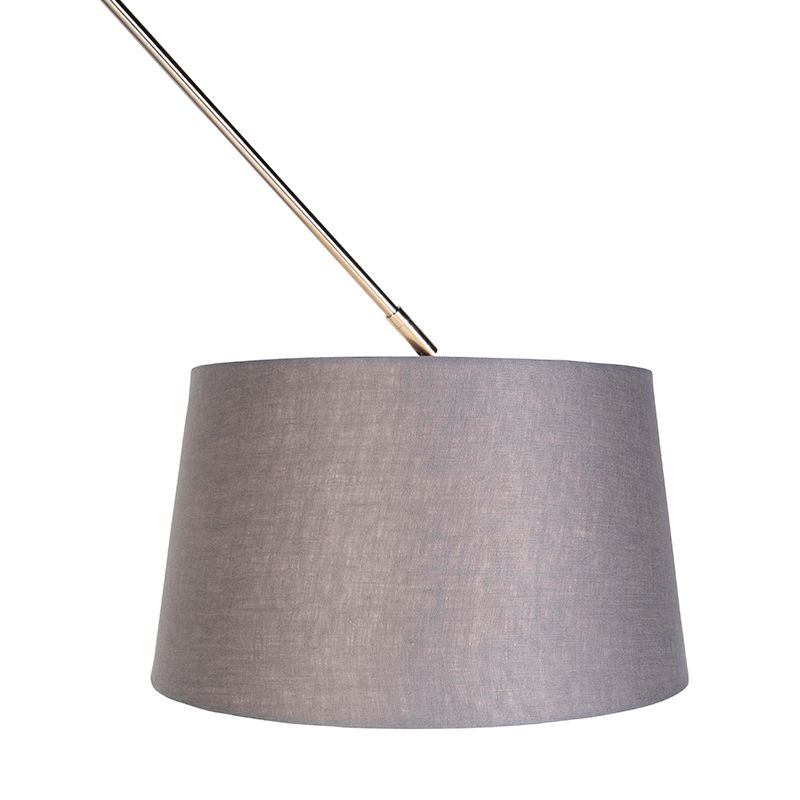 Hanglamp staal met linnen kap donkergrijs 35 cm - Blitz