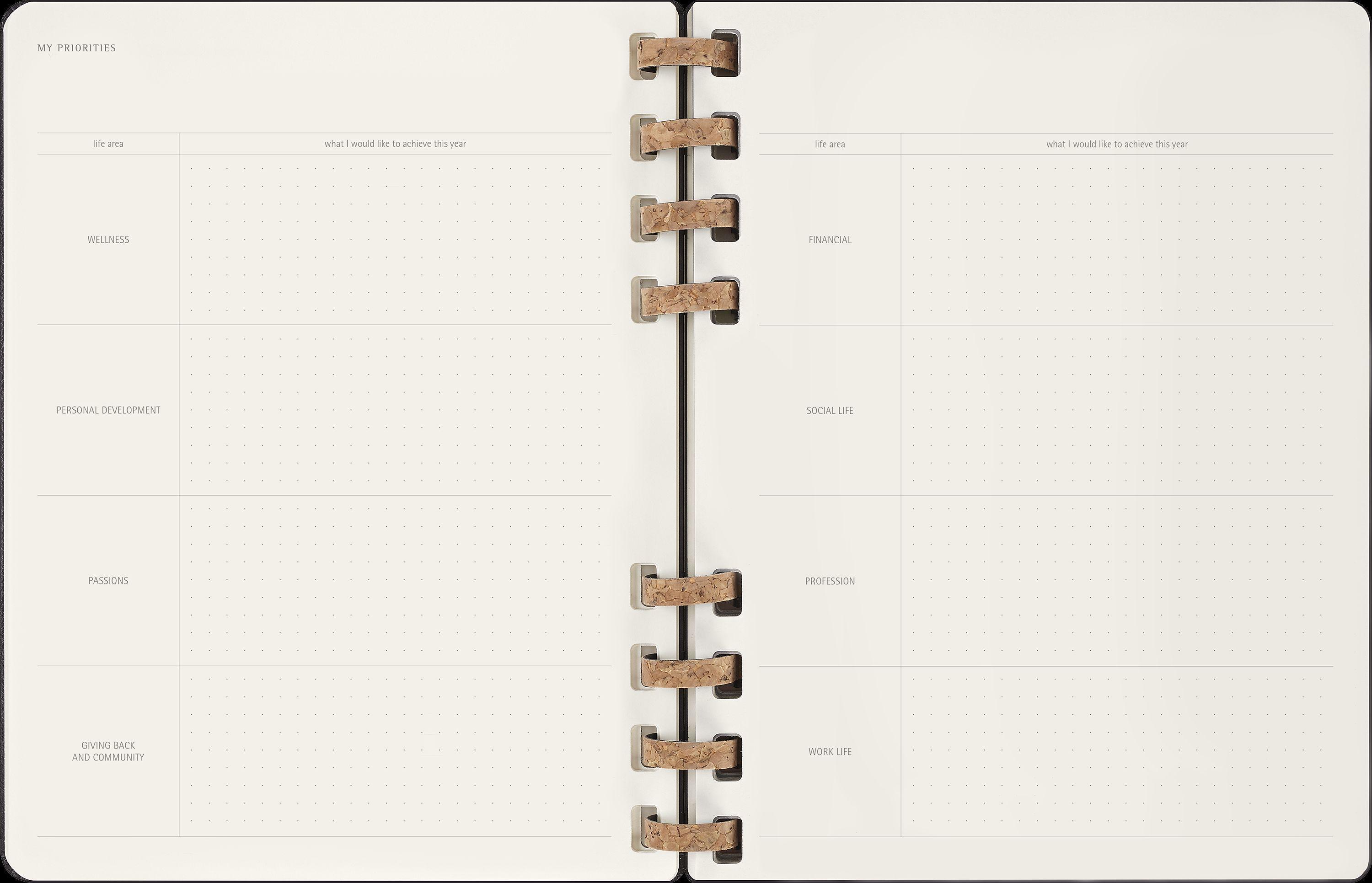 Moleskine 12 Monats Life Kalender mit Spiralbindung 2025, XL, Wochen-Monatskalender