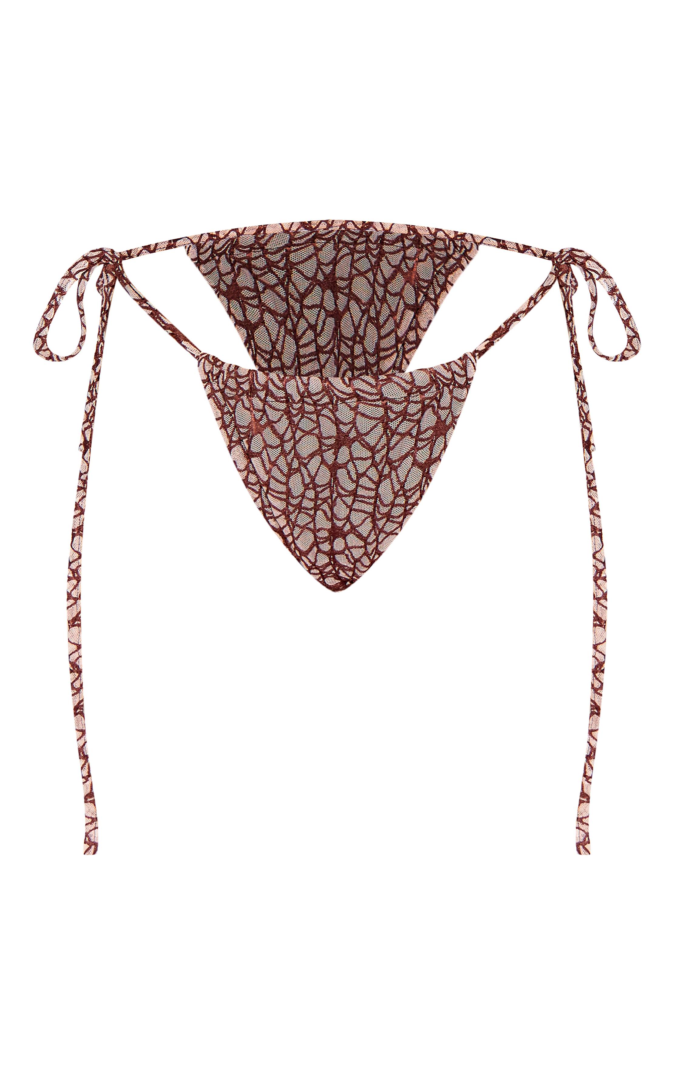 Marron Bas De Bikini À Nouer Sur Les Côtés Avec Détail Texturé