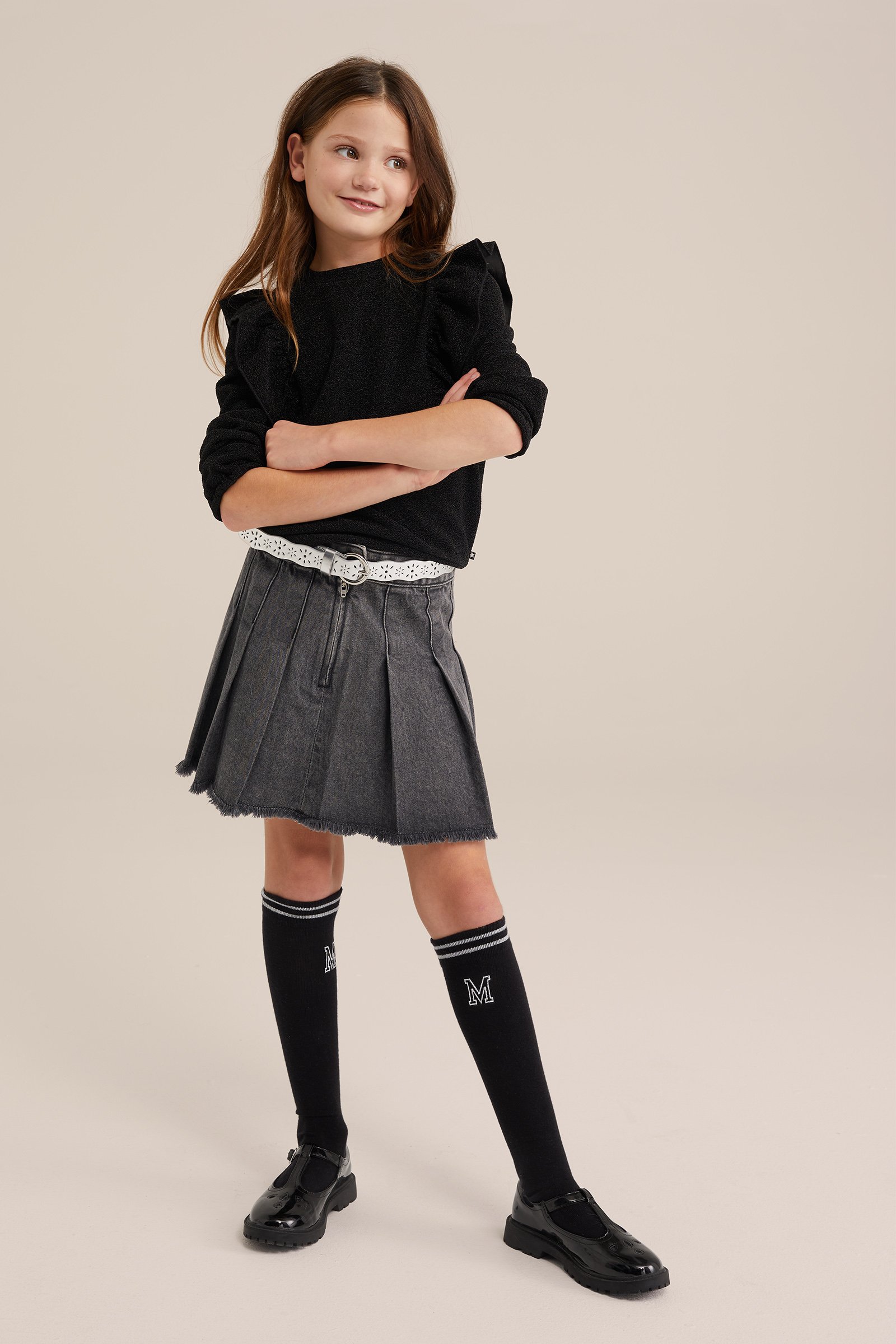 Meisjes sweater met glittergaren WE Fashion Zwart