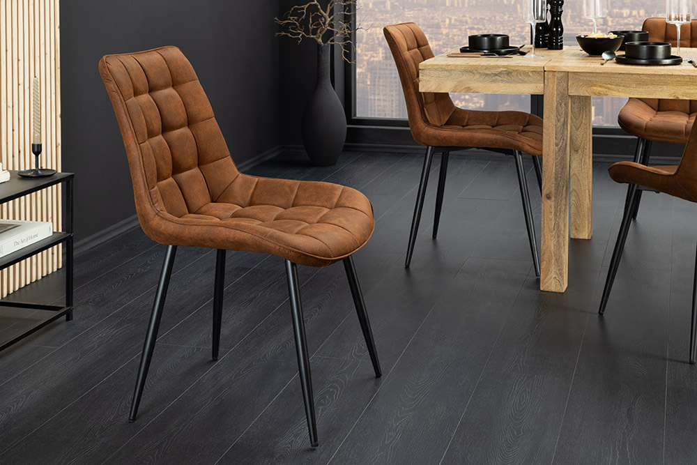 Design Stuhl ROADSTAR antik braun schwarze Metallbeine