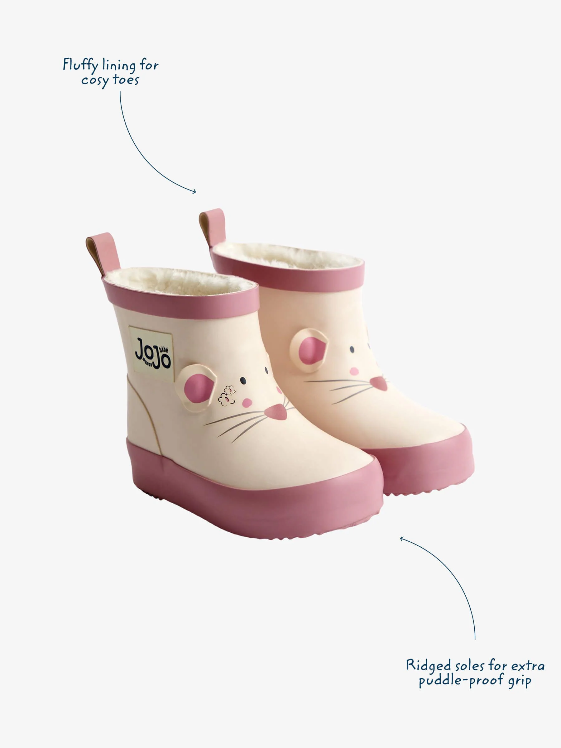 Crème - JoJo Maman Bébé Print Cosy Short Wellies