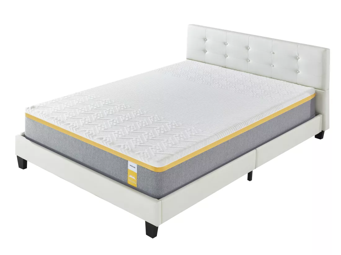 Ensemble Matelas + Lit Avec Tête De Lit 160x200 Cm, Ypsilon Ferme 28cm D’épaisseur