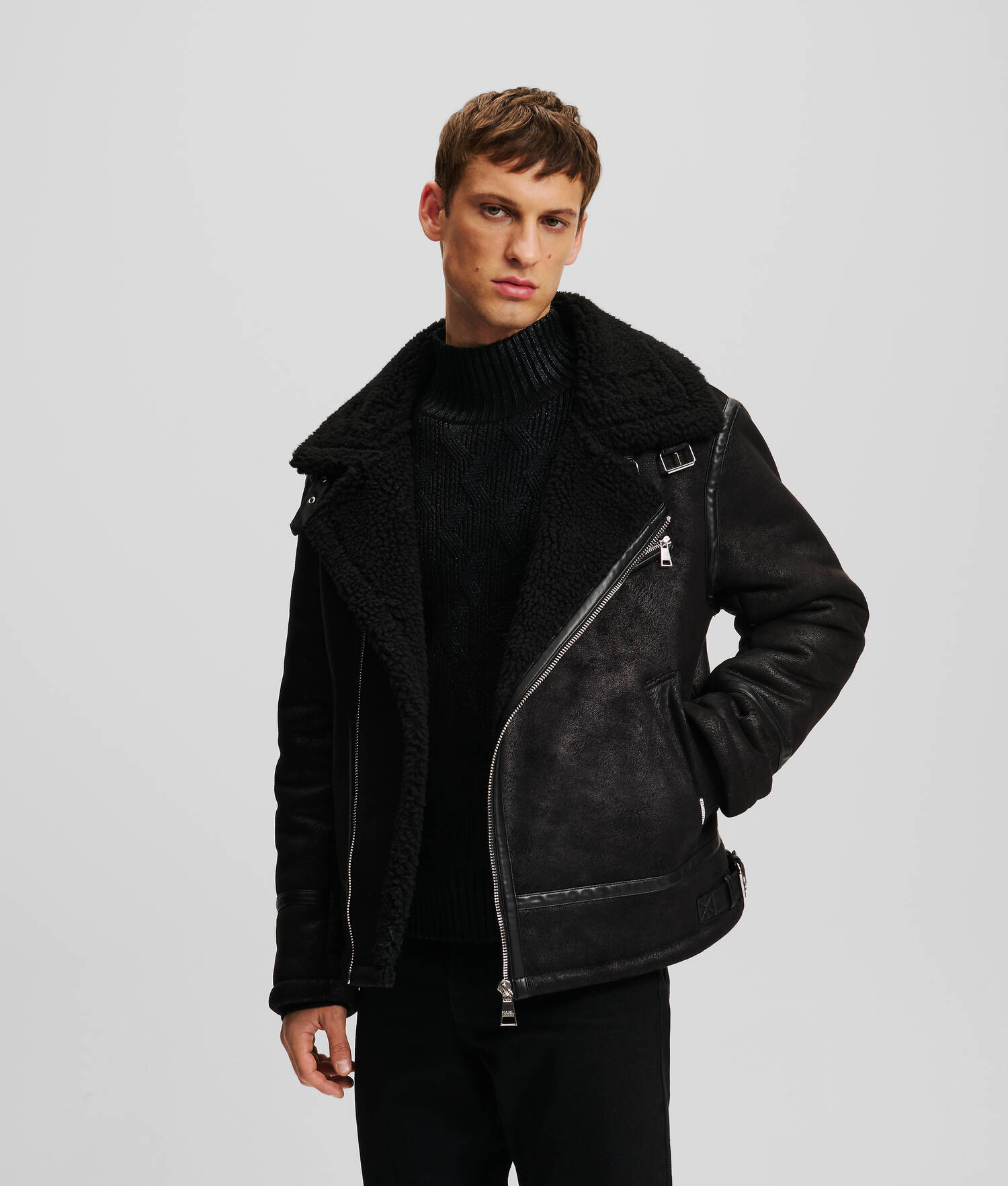 VESTE DE MOTARD IMITATION DAIM