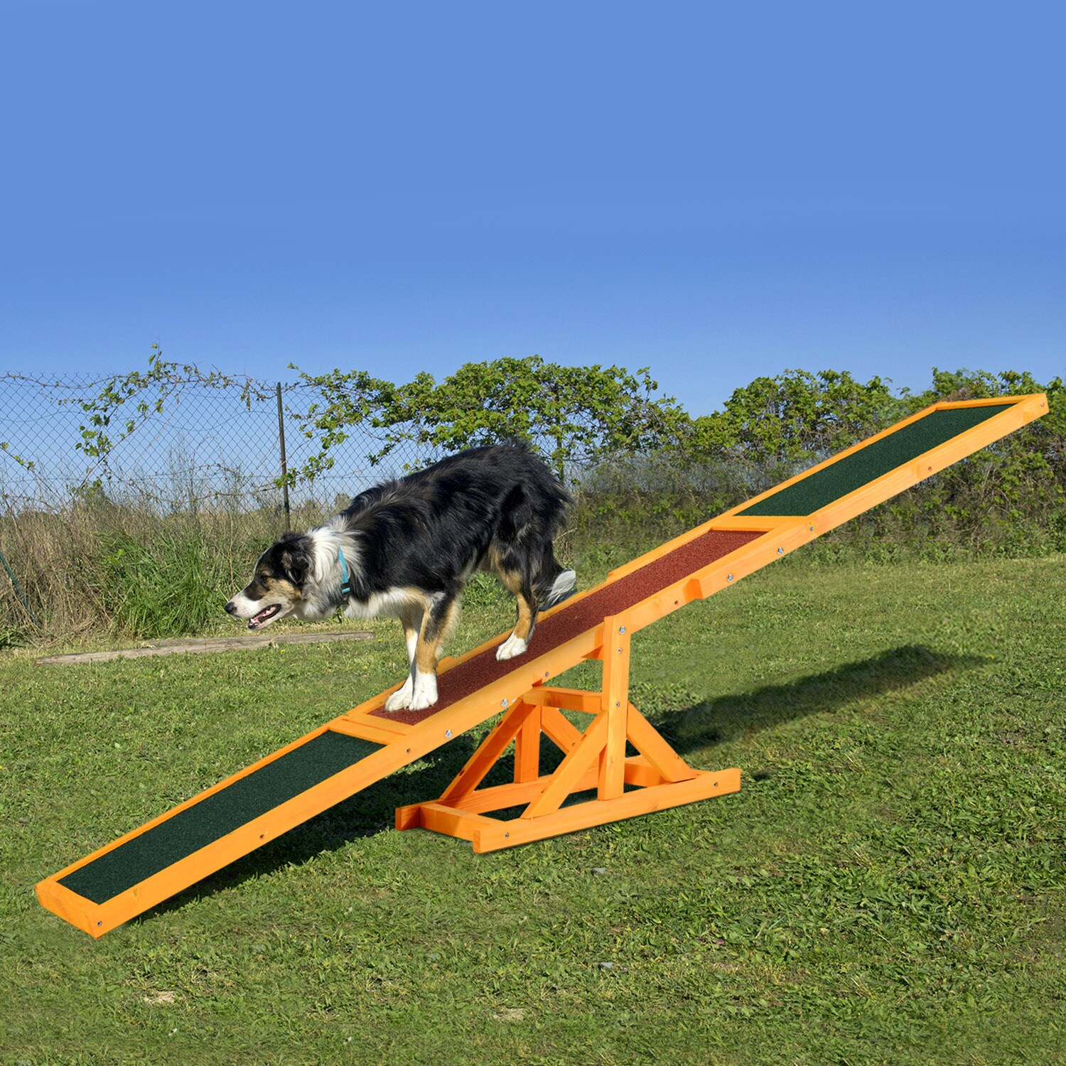 PawHut Hundewippe für Einsteiger grün, braun 180 x 30 x 30 cm (LxBxH)