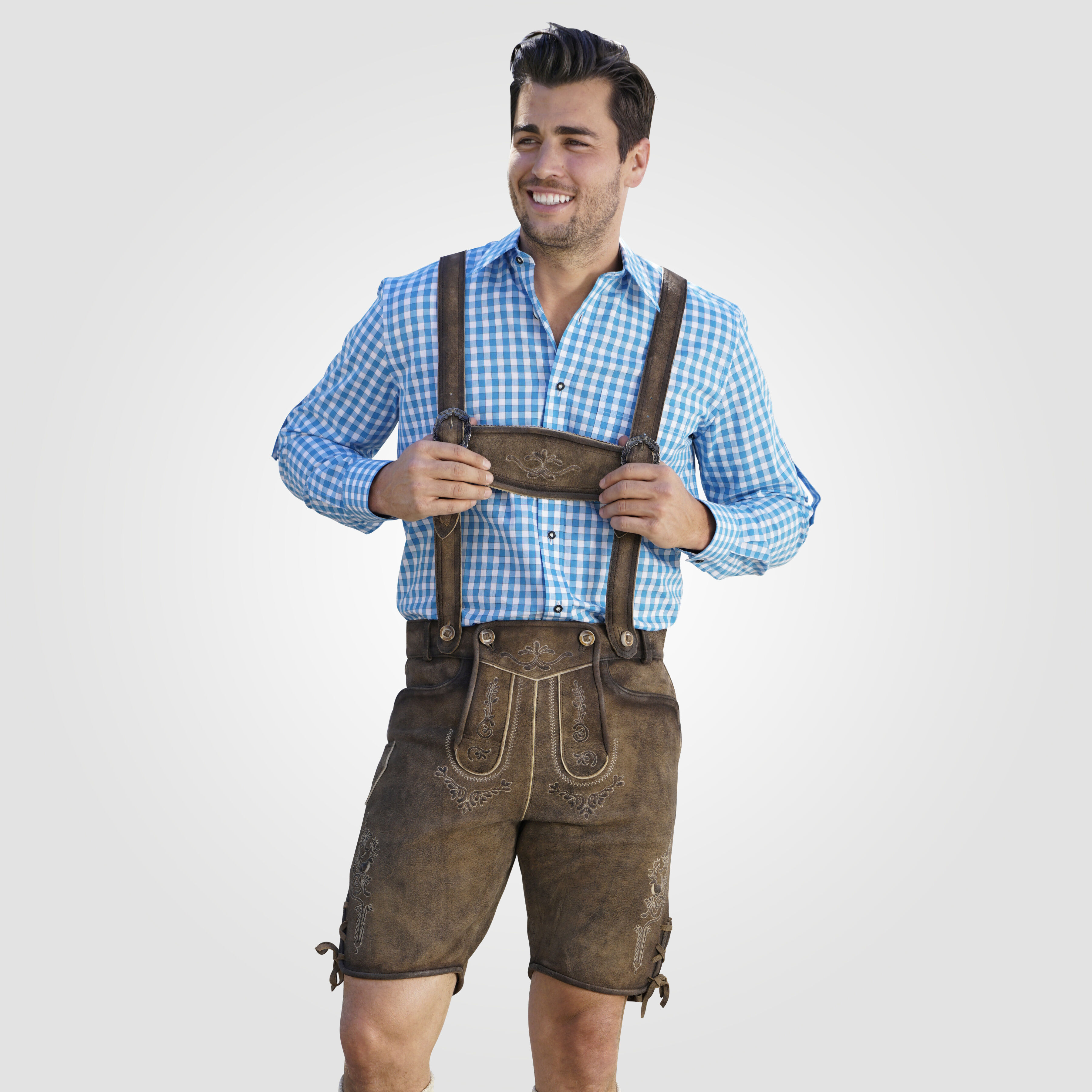 Kurze Trachten-Lederhose mit Hosenträgern