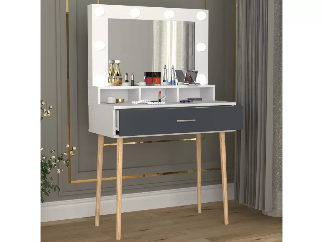 Coiffeuse miroir tiroir Lindas