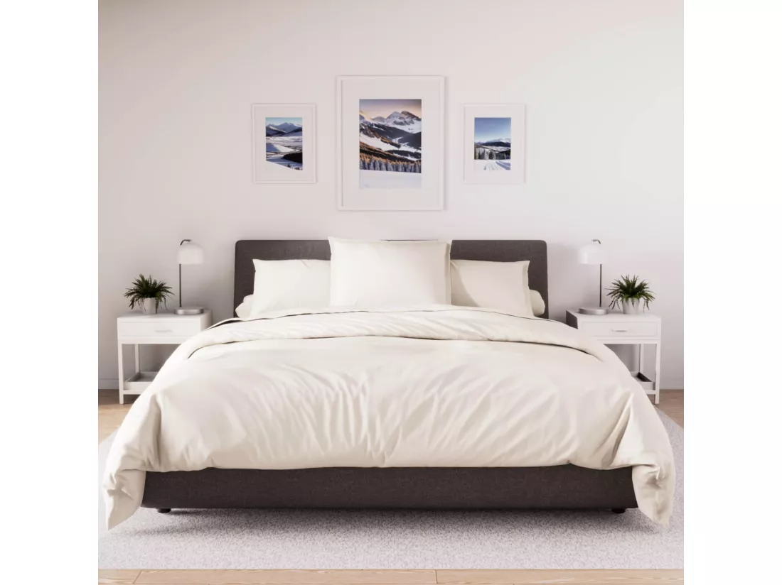 Housse de couette en polycoton 260x240 cm PERCALE lin, par Soleil d'ocre