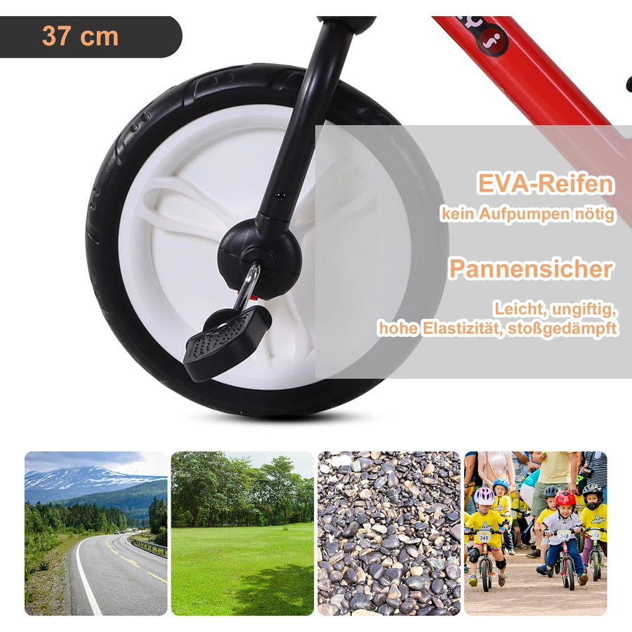 HOMCOM 2-in-1 Kinderfahrrad rot