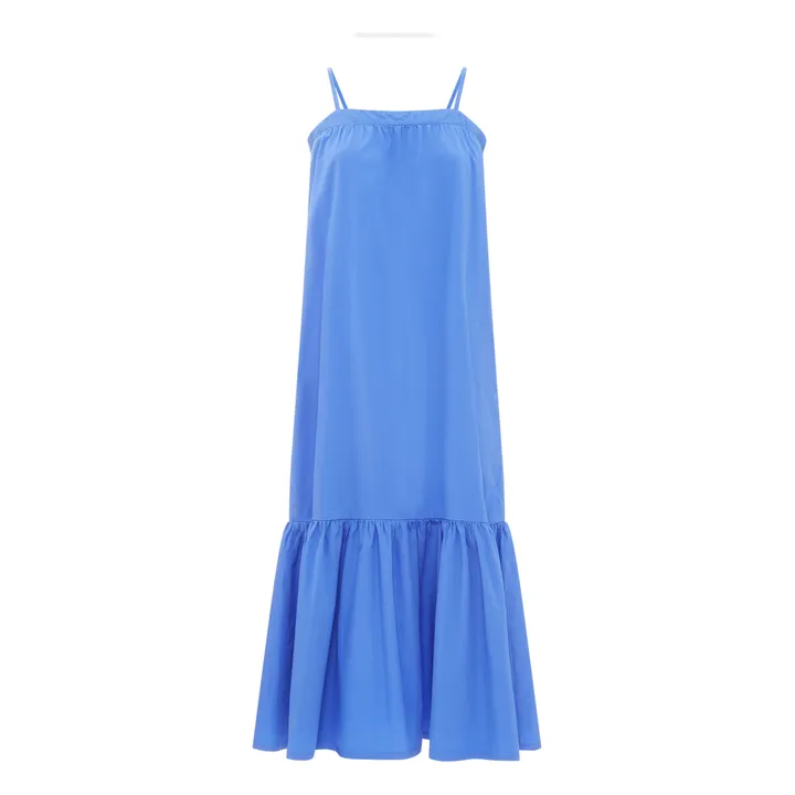 SMALLABLE BASICS Robe Midi à Fines Bretelles Femme Popeline Organique | Bleu