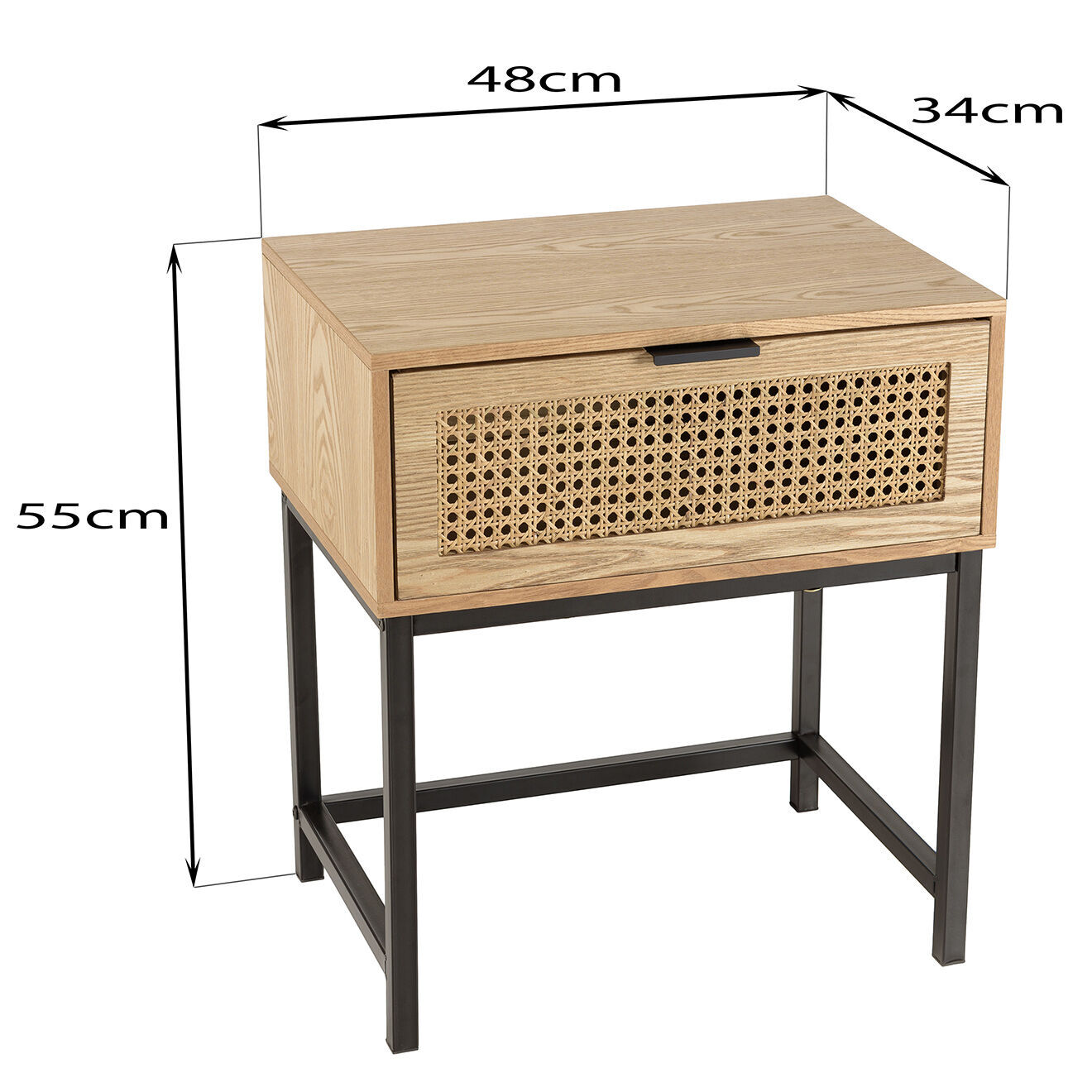 Macabane Chevet 1 tiroir rotin Marceau - 48x34x55 cm