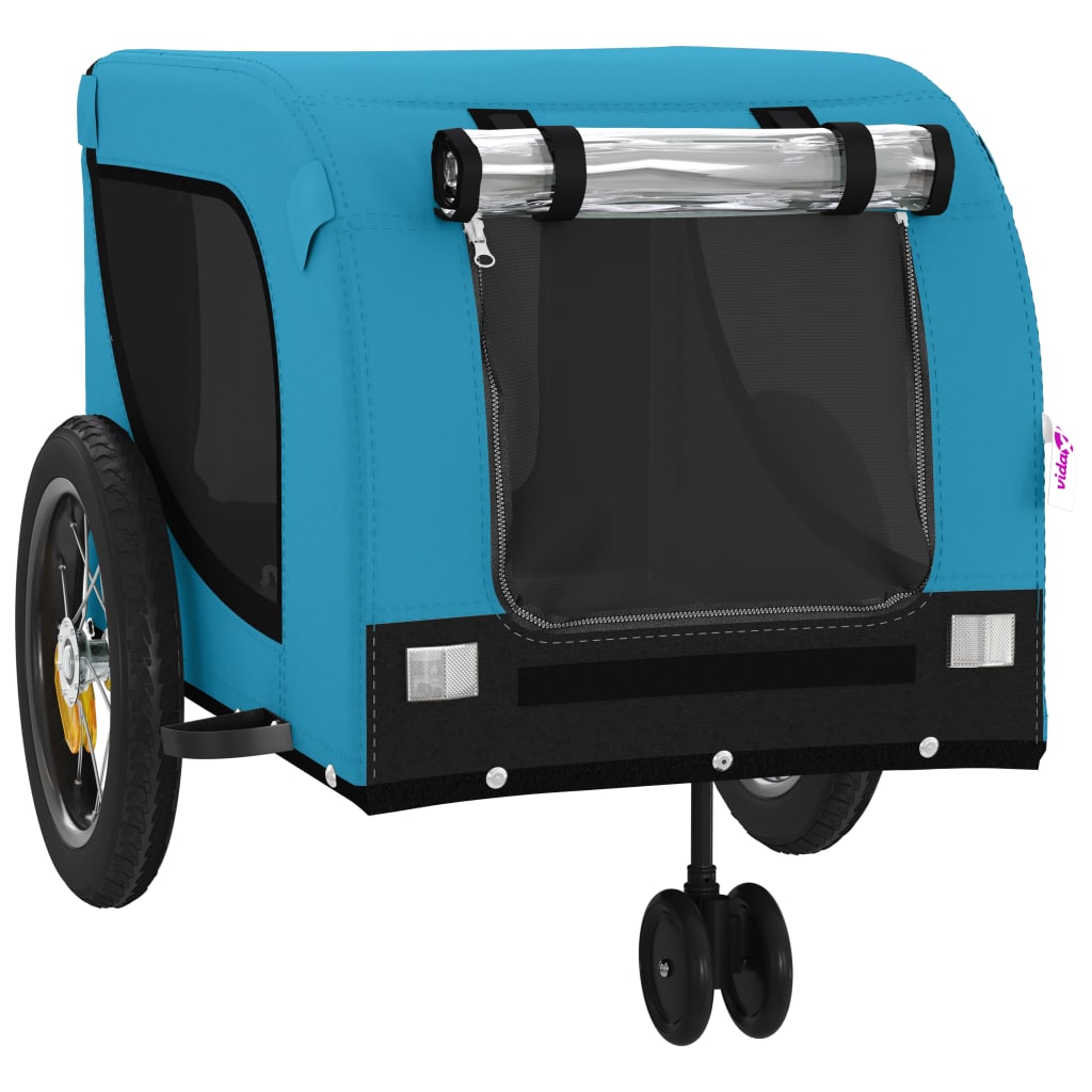 vidaXL Reboque para Bicicleta de Animais de Estimação em Tecido Oxford Azul e Preto