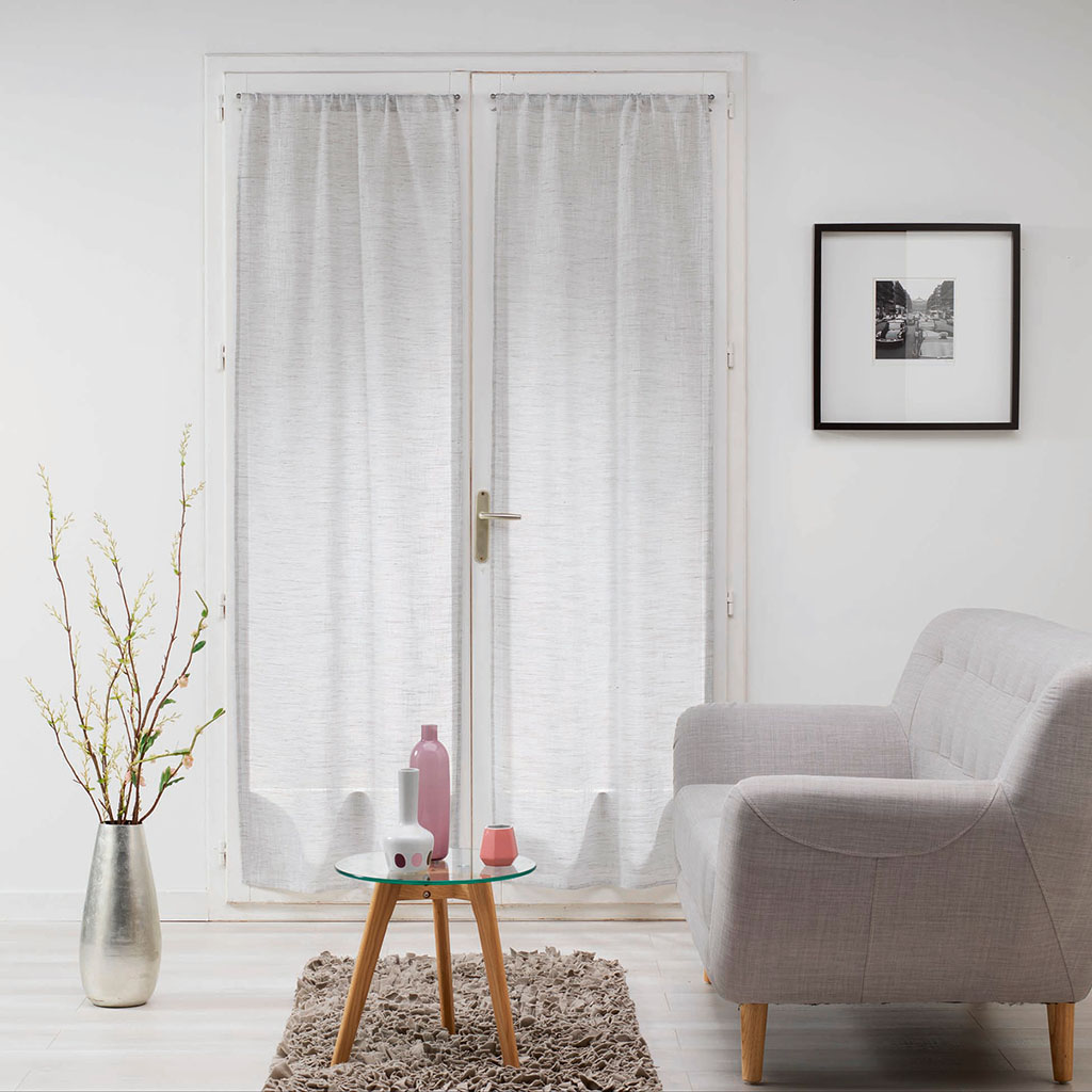 Paire voilage droit à passants polyester MILZA gris 70x200cm