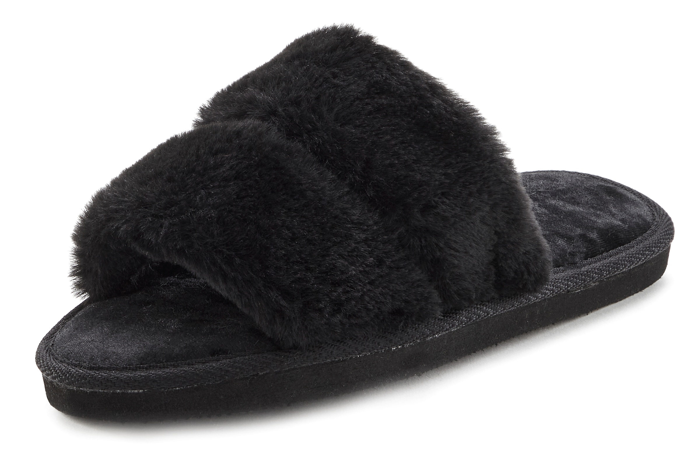 Vivance Hausschuh »Pantolette, Plüsch Hausschuhe, Mule, offener Schuh,«  VEGAN