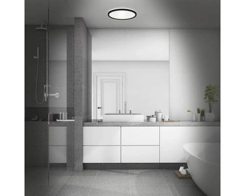 LED plafondlamp IP44 22W 2900 lm 4000 K HxØ 3,5x42 cm Slank zwart/wit + Backlight Effect