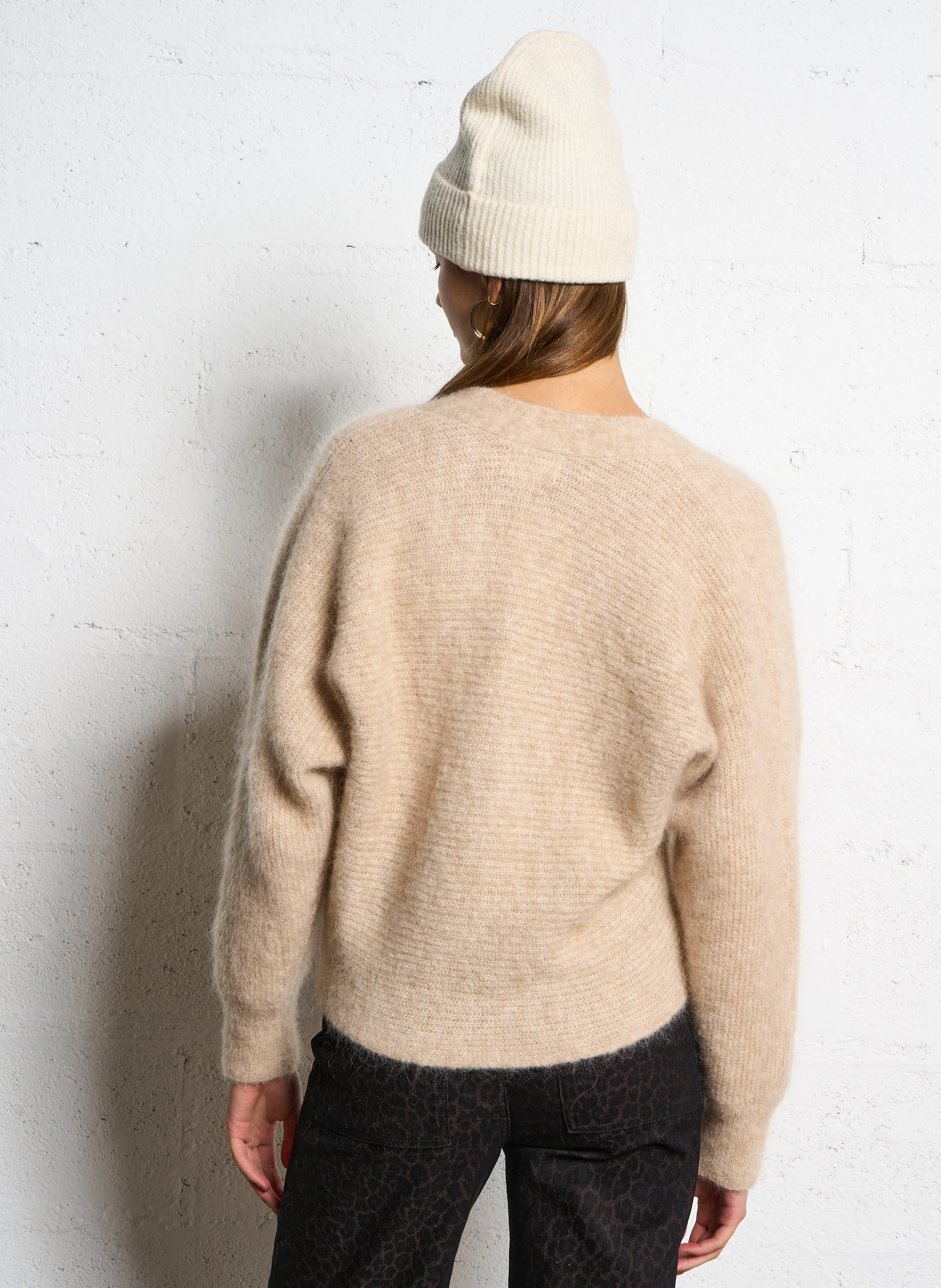 CLARIUS - Cardigan col V en laine mélangée | Beige