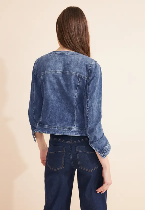 Blaue Jeansjacke - indigo random wash