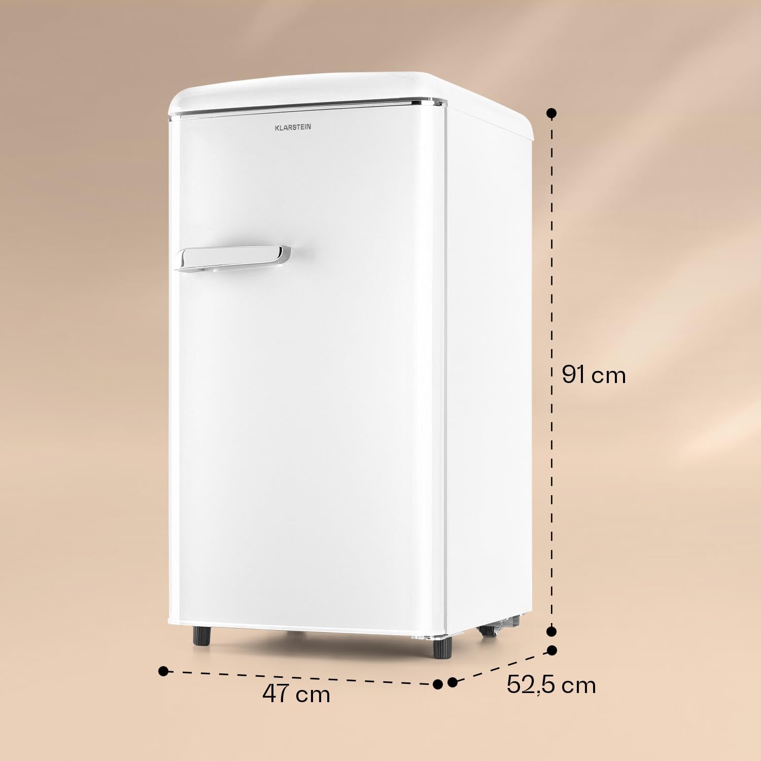 Klarstein Laika Gefrierschrank - 60 Liter Gesamtvolumen, Thermostat mit 5 Stufen, 0 bis -18 °C, 3 Einschübe, freistehend, Retro-Design, creme