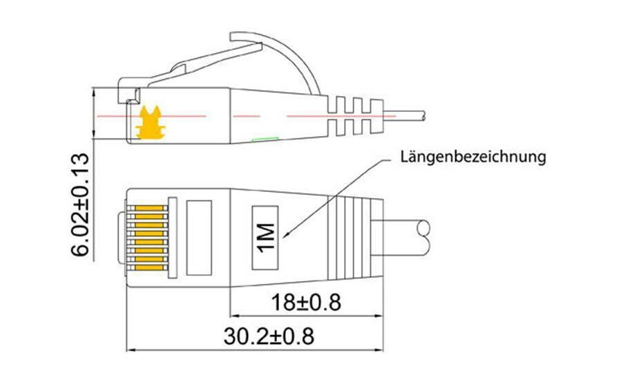 Slimpatchkabel RJ-45 - RJ-45, Cat 6, UTP, 1.5 m, OrangeUnscreened/Unshielded Twisted-Pair-Kabel (UTP) mit Klinkenschutz