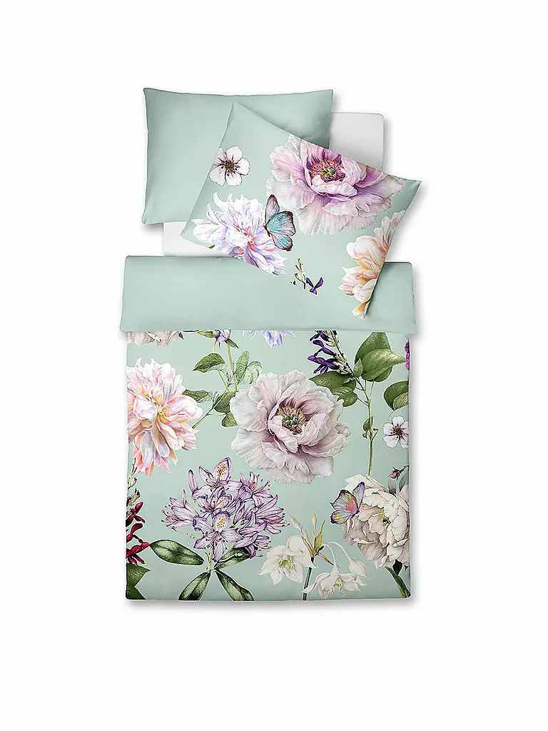 FLEURESSE Satin Bettwäsche Flower Art 70x90cm / 140x200cm Mint mint