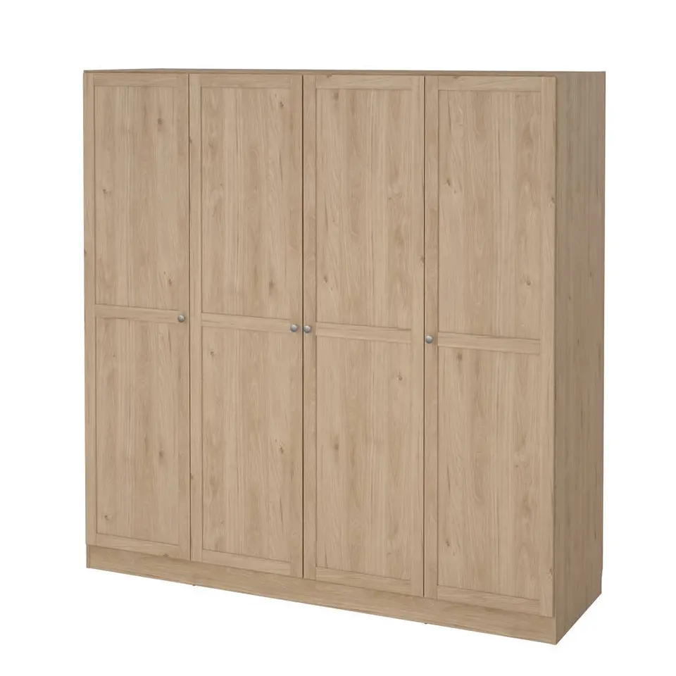 Kledingkast Lynn 4-deurs - eikenkleur - 200x196x62 cm