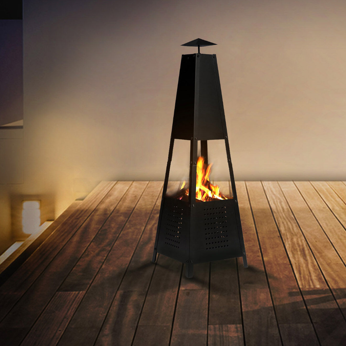 Pratik Garden Brasero Pyramide noir - 30x30x100 cm
