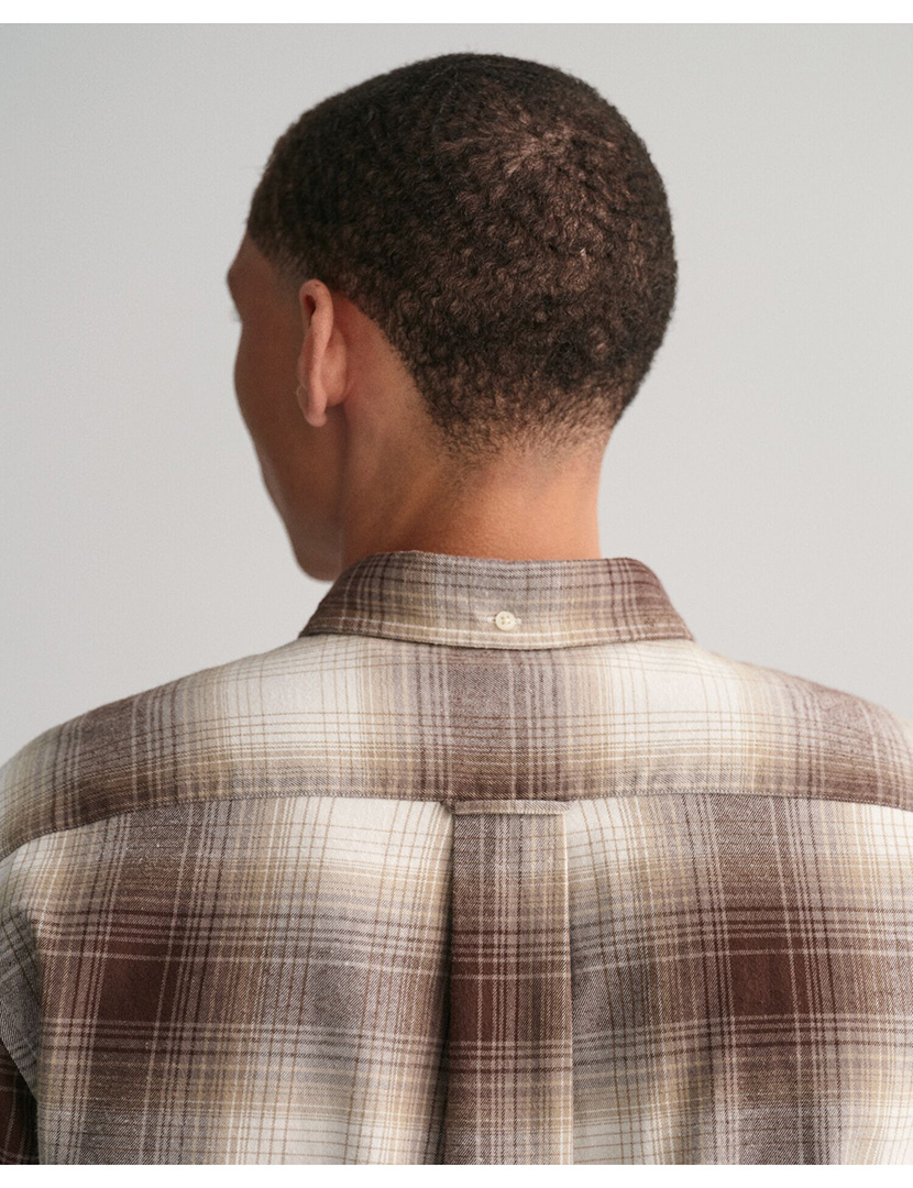 Regular Shadow Check Flannel Shirt Brown