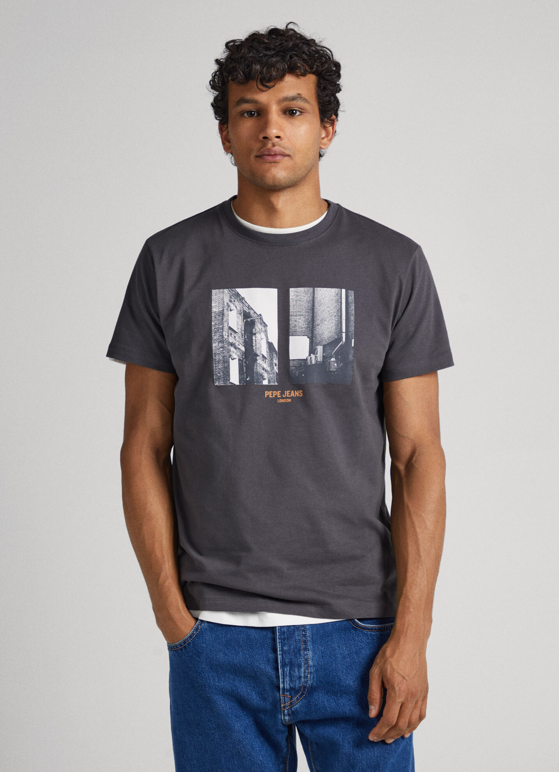 CAMISETA COM ESTAMPA FOTOGRÁFICA - cinza trovão