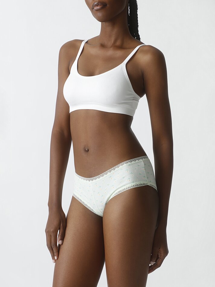 Pacote com 3 calcinhas hipster com renda - Cores variadas
