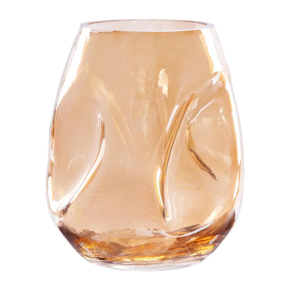 QUVIO Vaas gekreukt - Maat S - Glas - Beige