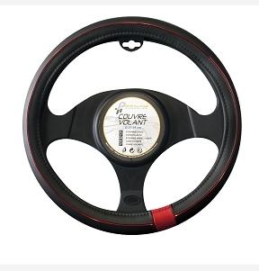 COUVRE VOLANT PVC NOIR ROUGE SPORT D.37 A 39CM