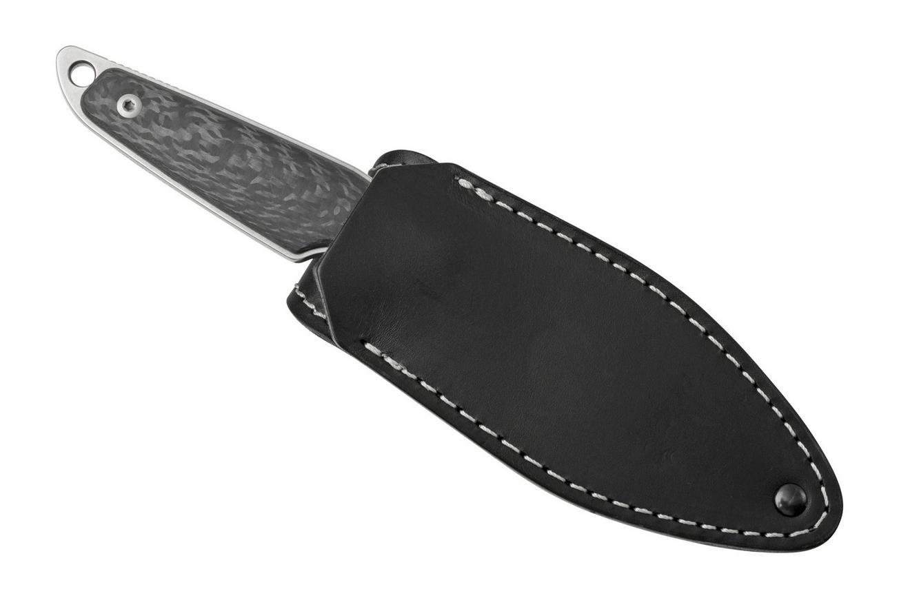 MKM Makro 1 Droppoint, Stonewashed Carbonfiber vaststaand mes, Jesper Voxnaes design