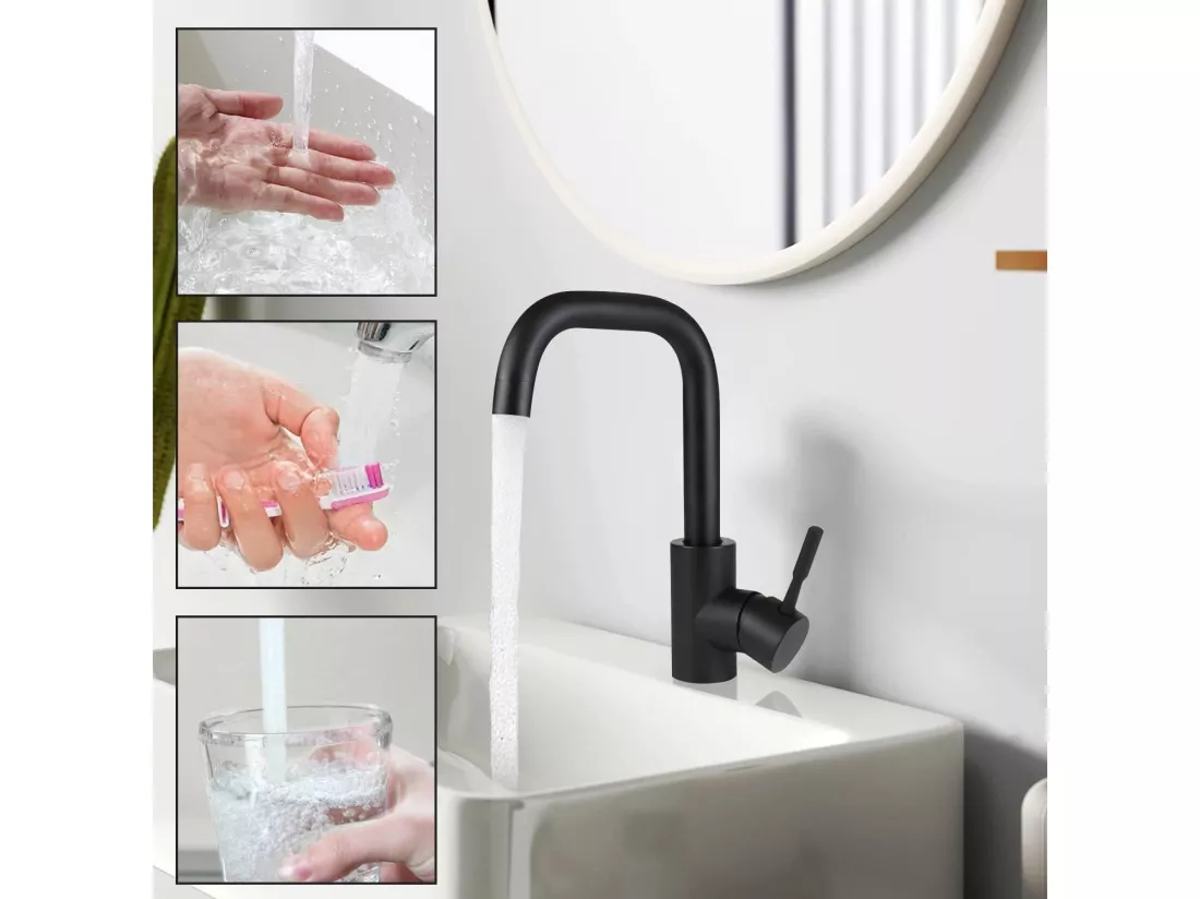 NETTLIFE robinet de cuisine robinet de lavabo de salle de bains robinet de salle de bains en acier inoxydable haute pression