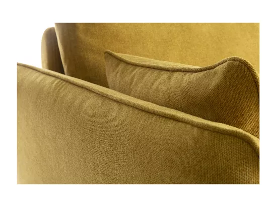 Canapé scandinave 3 places en tissu jaune cumin et bois clair CREEP