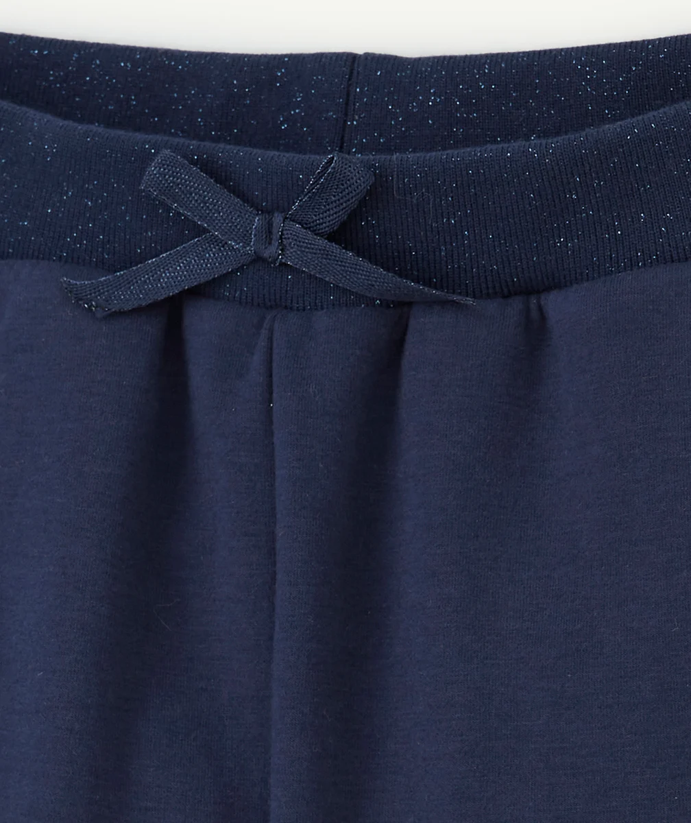 PANTALON DROIT FILLE EN MOLLETON BLEU MARINE