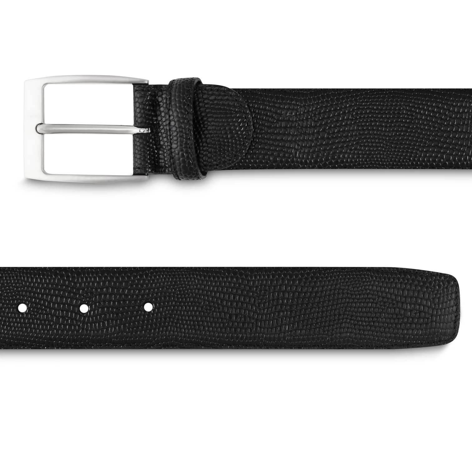 Ceinture cuir façon lézard noir