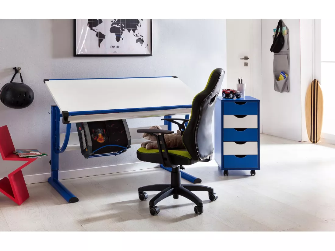 Chaise de bureau enfant Chaise pivotante Fauteuil Tissu Ergonomique